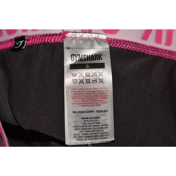 GYMSHARK $65 Gray Pink Logo Waistband Cropped Leggings Small - Picture 3 of 3